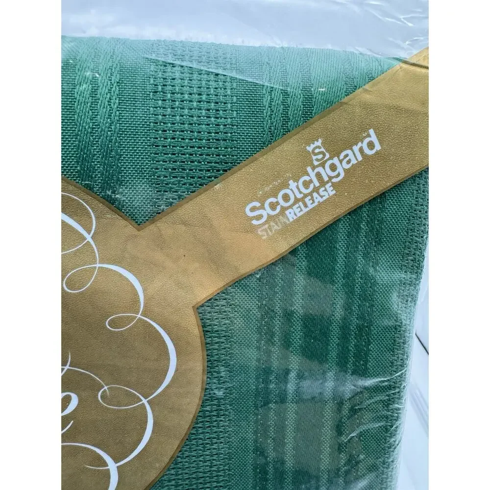 Town & Country Linen VTG Oblong Green Satin Stripe Fabric Tablecloth 60x102”